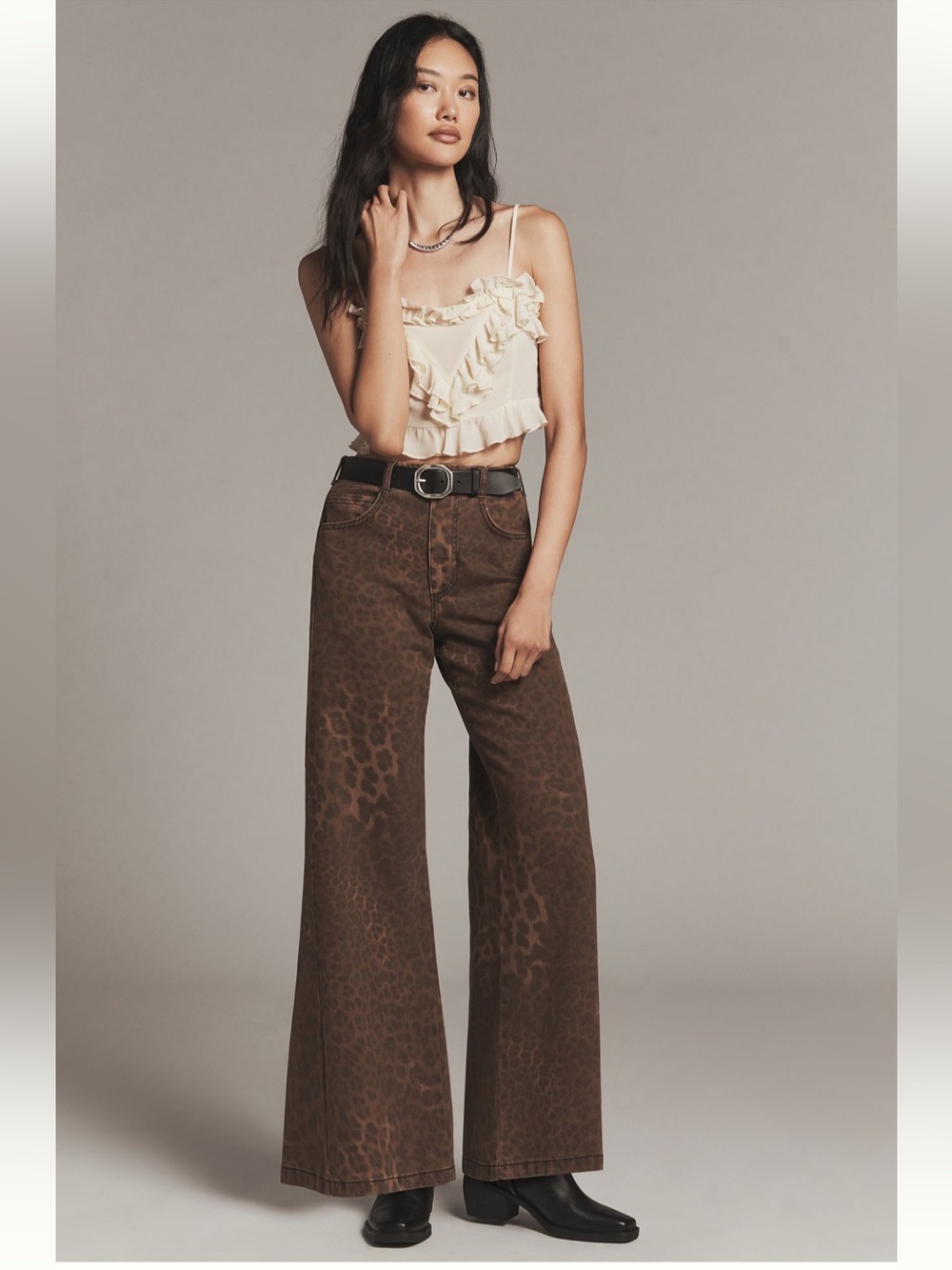 Adi Leopard Mid-Rise Flare Leopard Print Jeans by Pilcro - Size 25 - BNWT